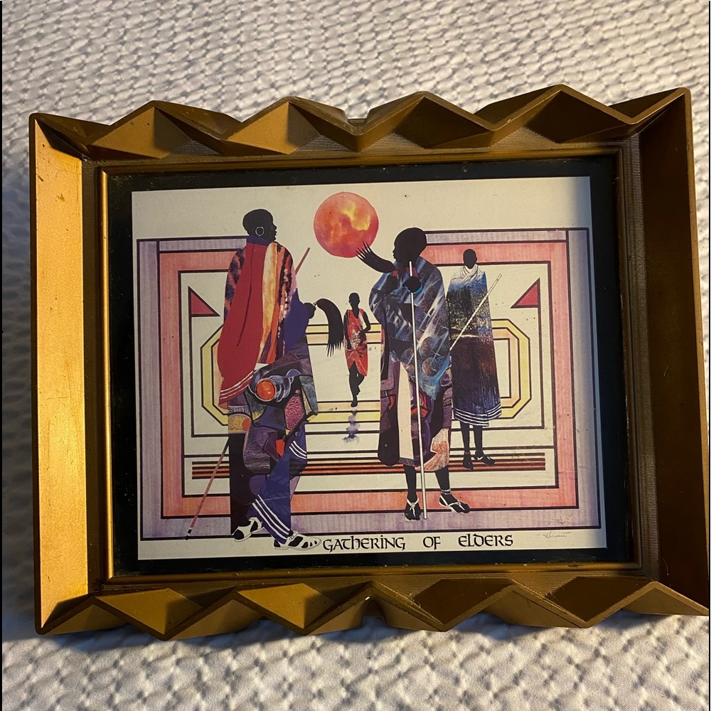Gathering of Elders Print  in Gold detailed Frame